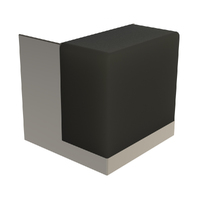 Emro Cube Door Stop Half Satin / Black Rubber Floor Mounted 500141