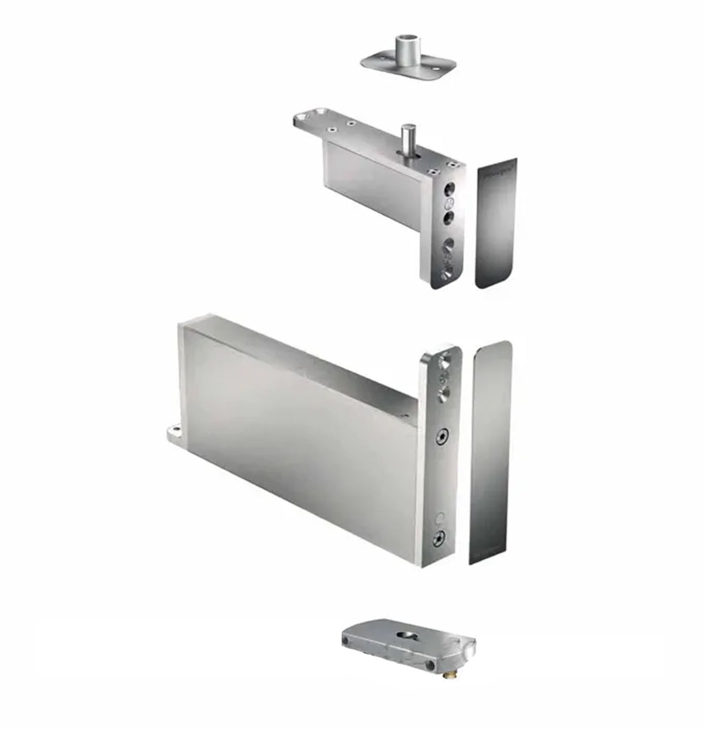 FritsJurgens Full Kit System M+A | 40mm Min Pivot Point Squared Floor Plate Satin Stainless Steel FJS/STM+40ASSS