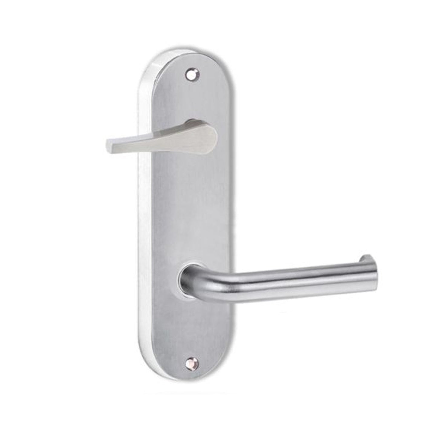 Lockwood Round End Plate With Disabled Turn & 102 Lever Right Hand Satin Chrome 2939/102RSC