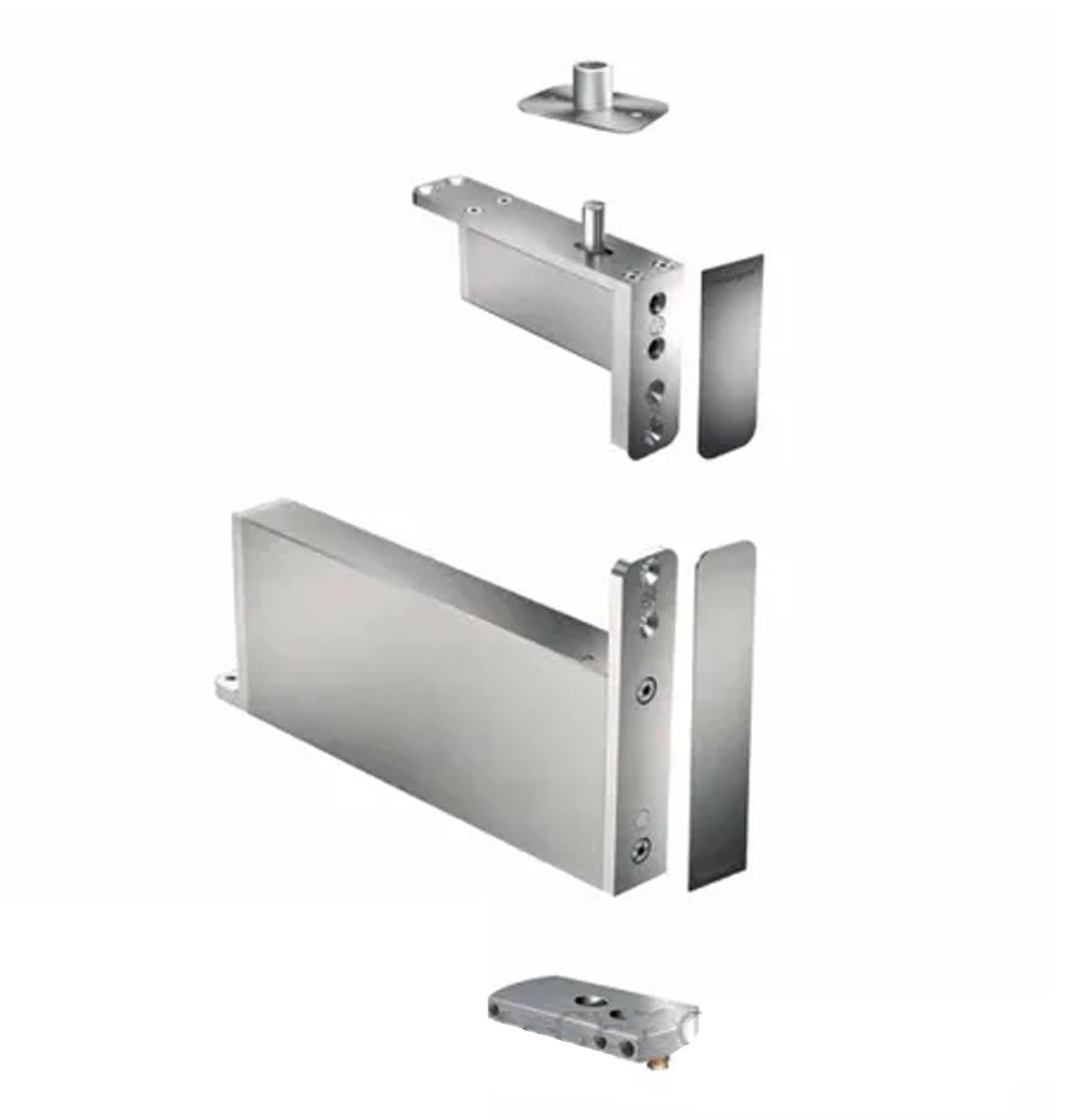 FritsJurgens Full Kit System M+B | 40mm Pivot Point Squared Floor Plate Satin Stainless Steel FJS/STM+40BSSS
