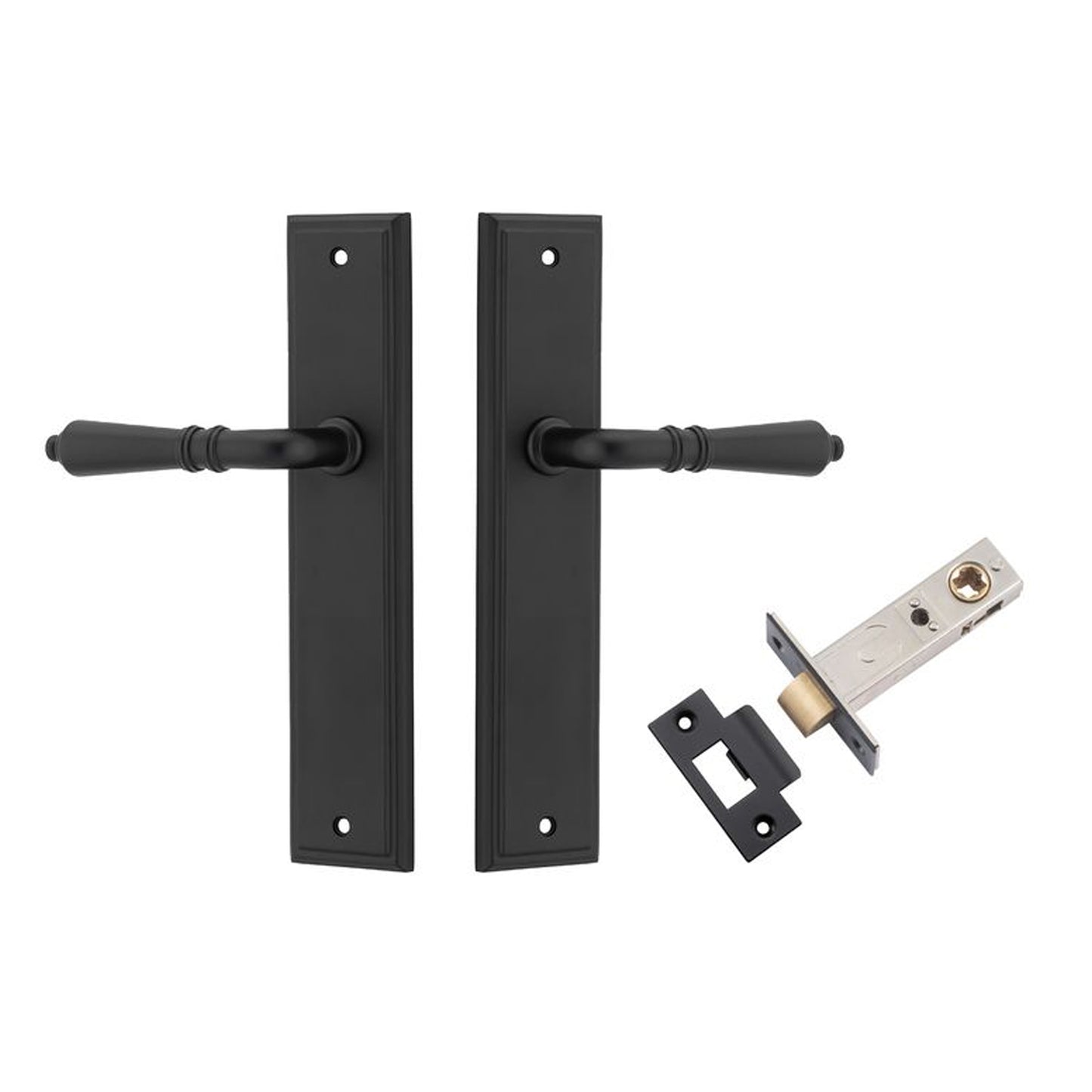Iver Sarlat Door Lever Handle on Stepped Backplate Passage Kit - Available in Various Finishes