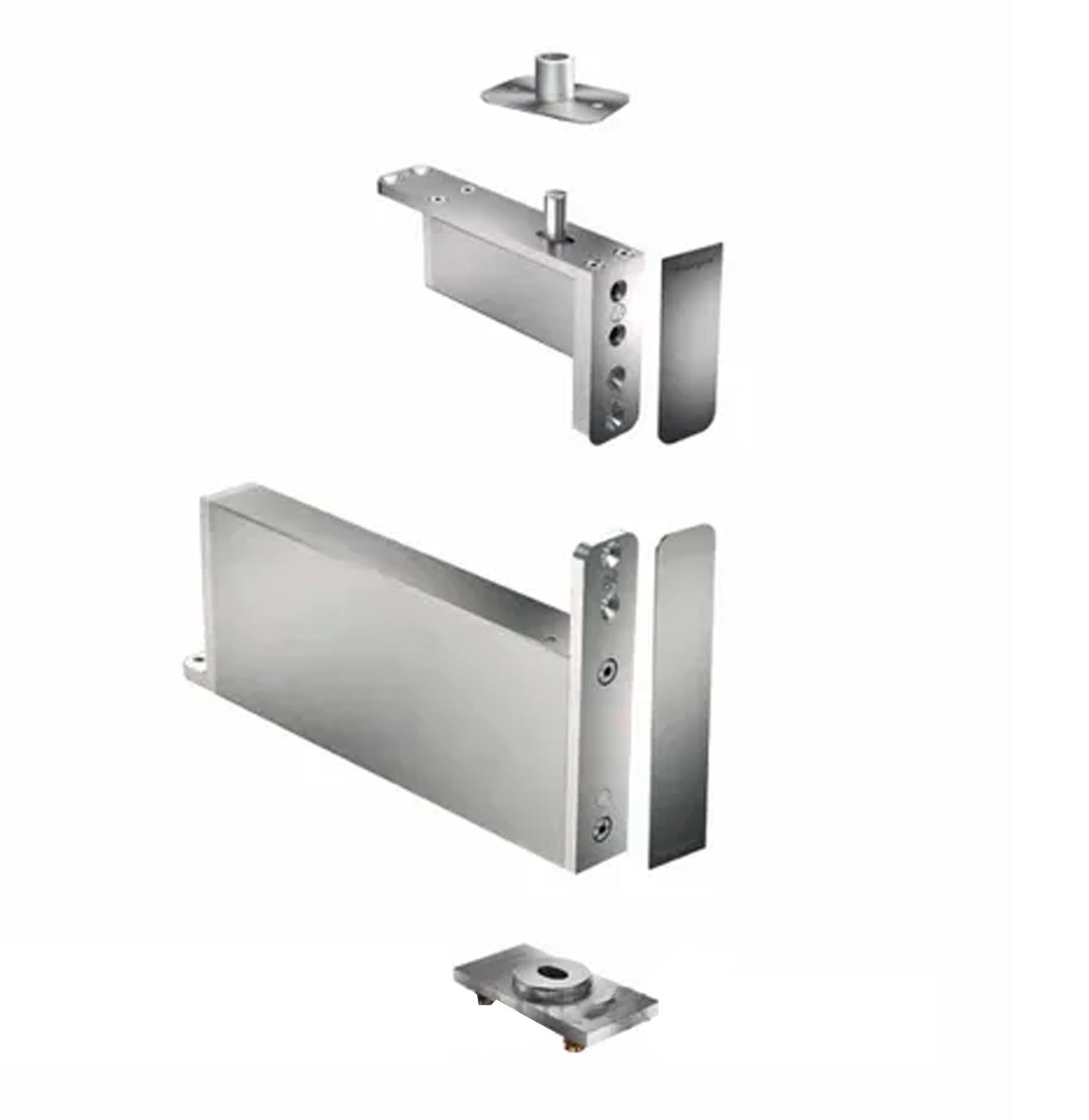FritsJurgens Full Kit System M+C | 40mm Min Pivot Point Flush Squared Floor Plate Satin Stainless Steel FJS/STM+40CFSSS
