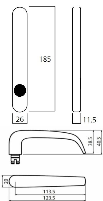 Lockwood 5805 Round End Plate With 180 Lever Satin Chrome 5805/180SC