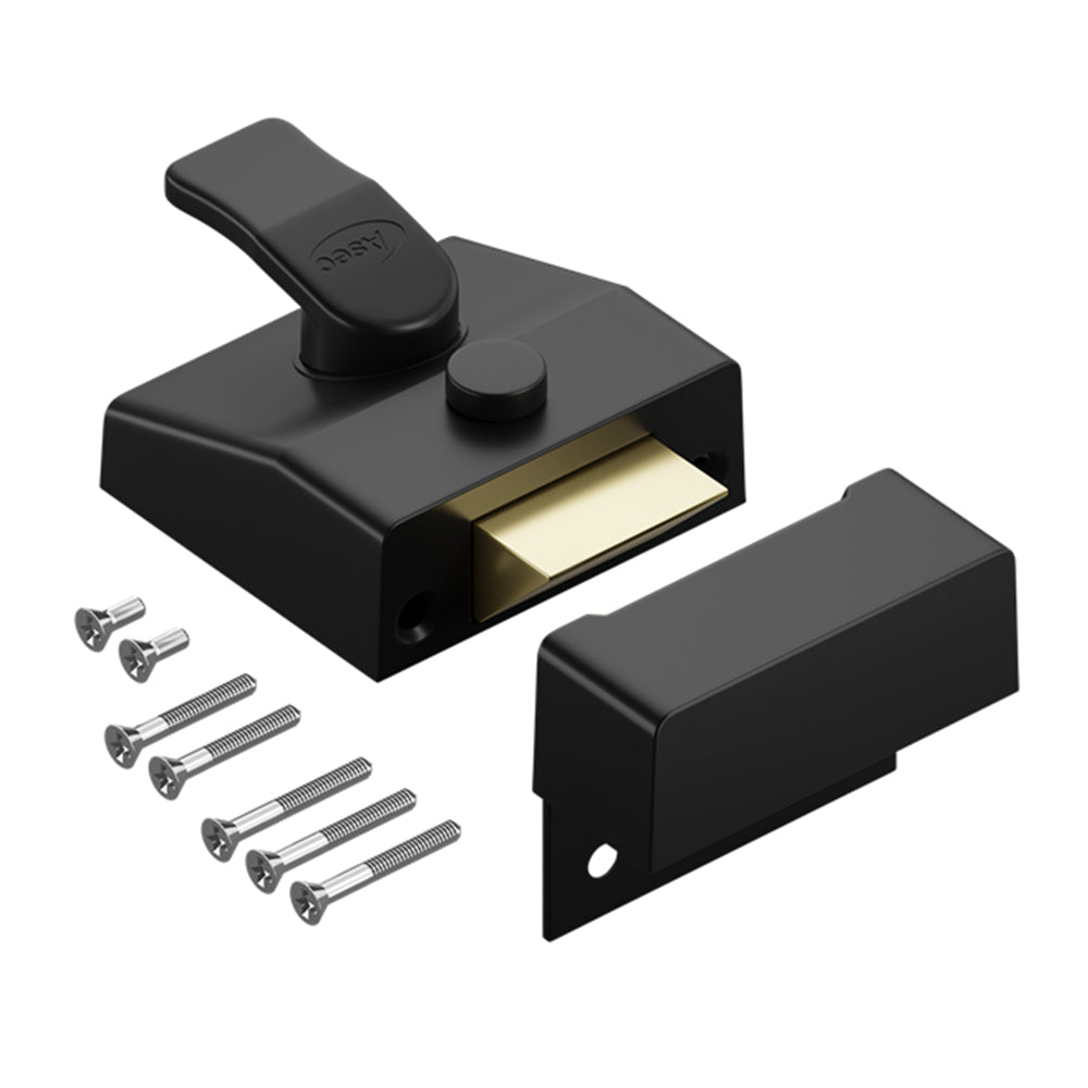 Asec 40mm backset non-deadlocking lever action nightlatch with internal holdback snib.no cylinder Black AS12280