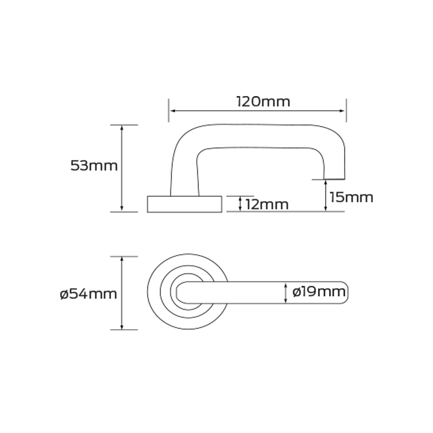 Legge Alpha Door Lever Handle on Round Rose 54mm Satin Stainless Steel S7000/715SSS