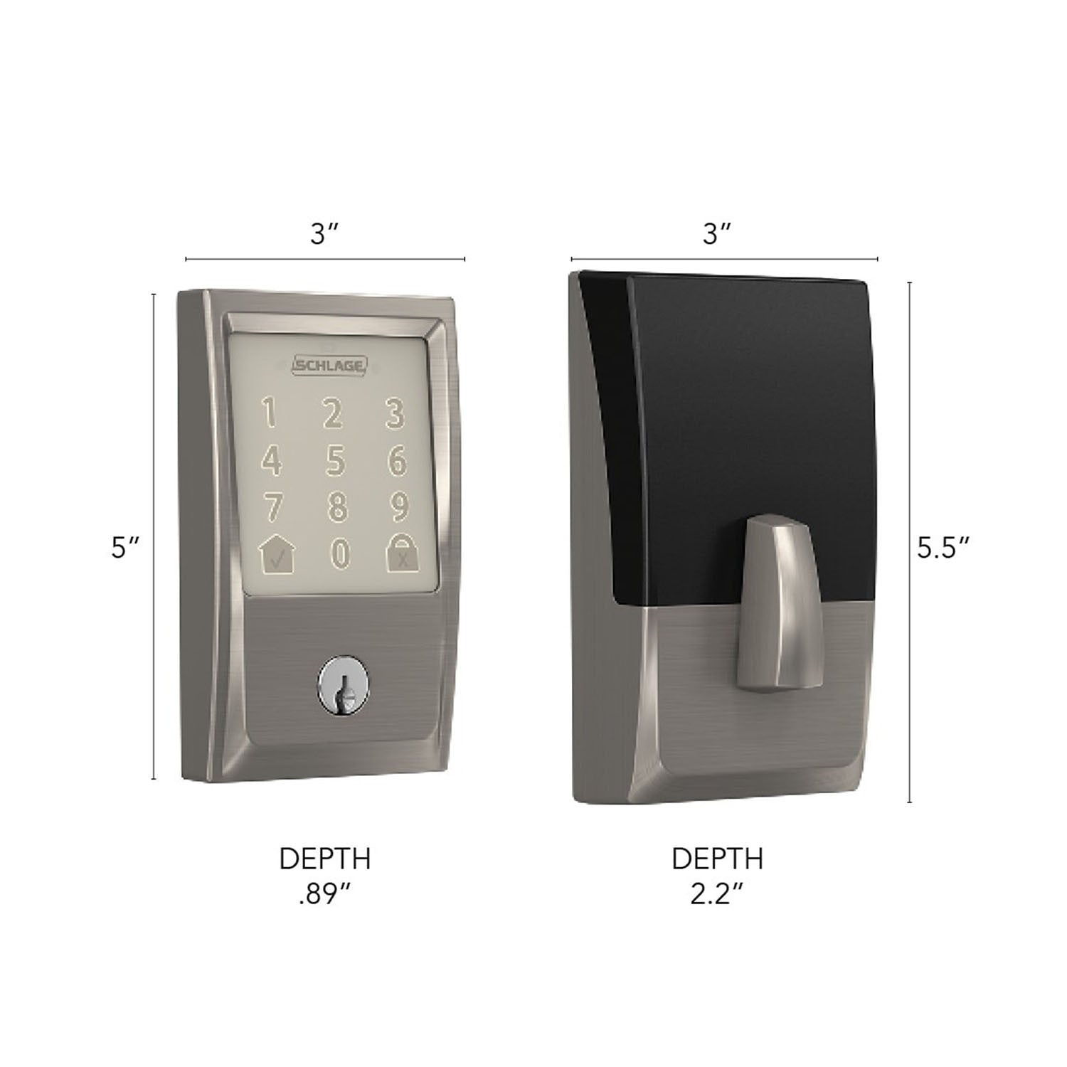 Schlage Encode Smart Lock Deadbolt Satin Nickel SRE60121 works on Google Assist