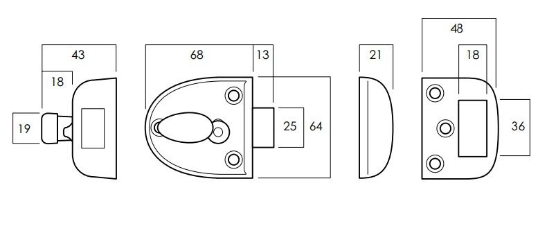 Lockwood Rimock Streamlatch Narrow Stile with Snib - Available in Various Finishes