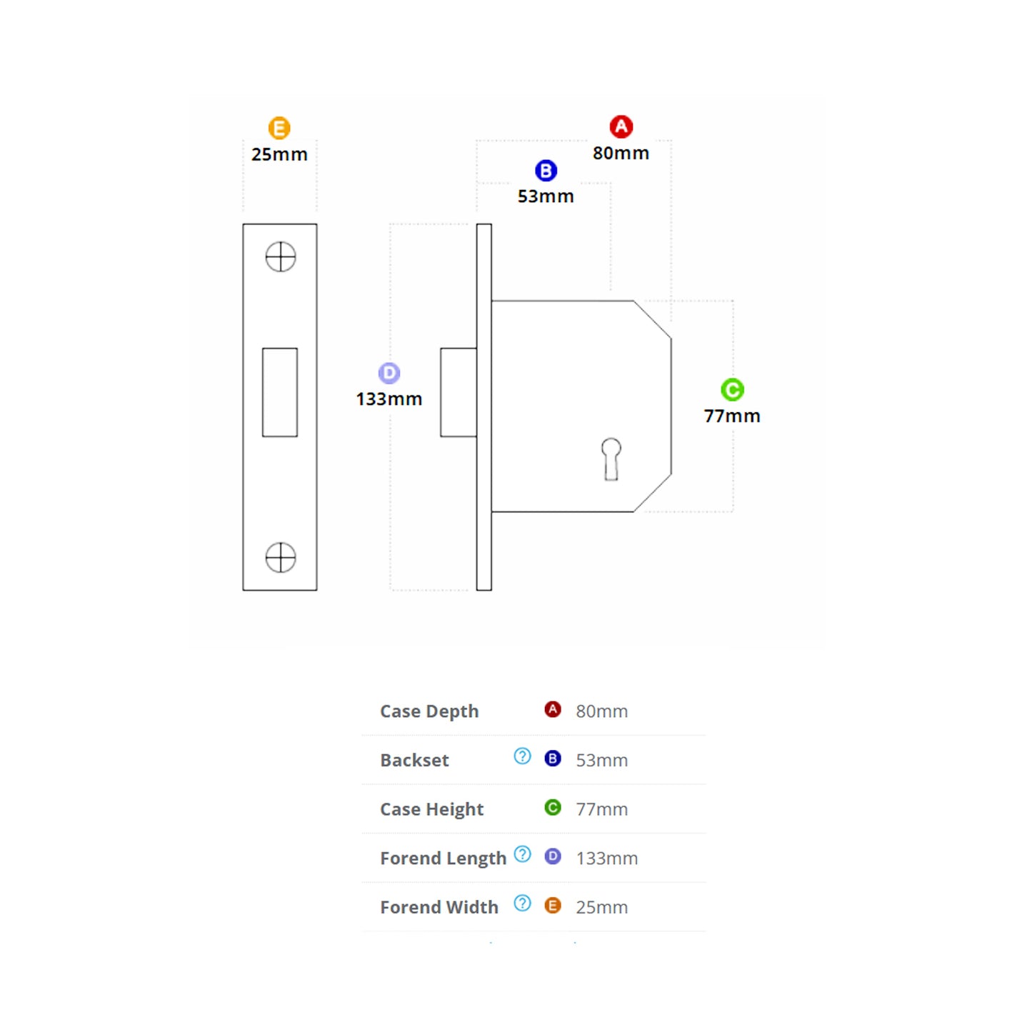 Chubb Union C-Series 5 Lever Mortice Door Lock Deadlock 80mm Satin Chrome 3G114E/80/SC