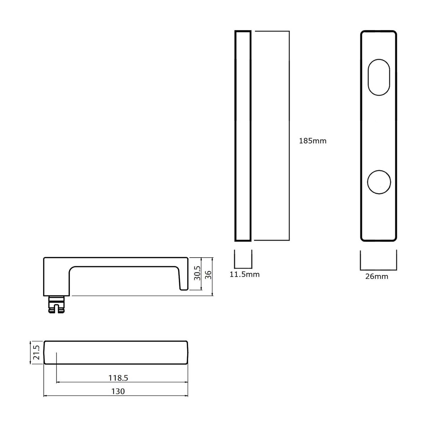 Lockwood 4704 Square End Plate With Turn and 111 Lever - Available in Various Finishes