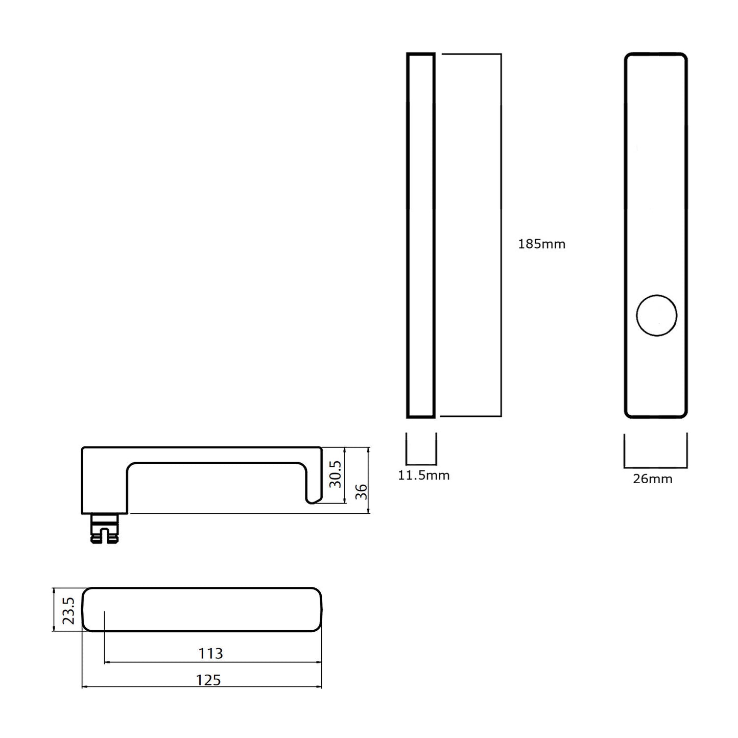Lockwood 4705 Square End Plate With 76 Lever - Available in Various Finishes