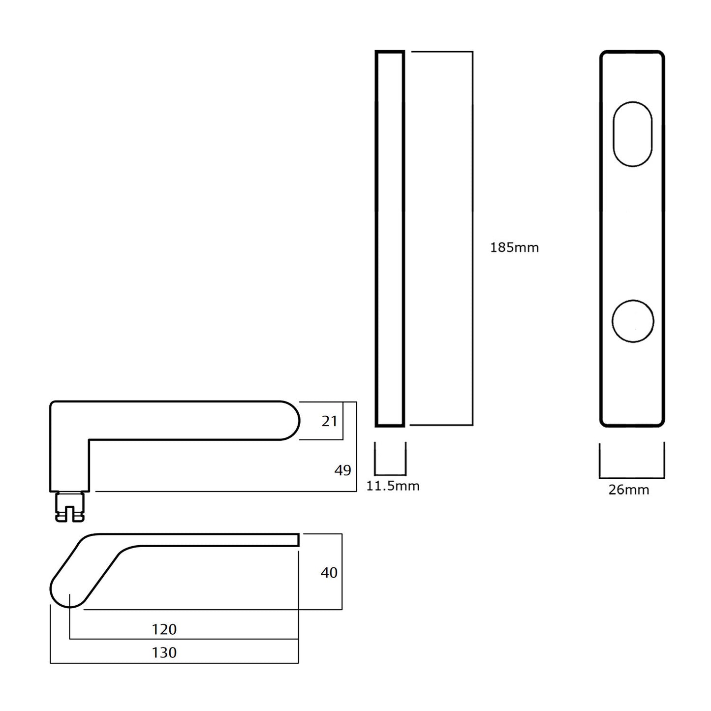 Lockwood 4901 Square End Plate With Cylinder Hole and 41 - Available in Various Finishes and Handing