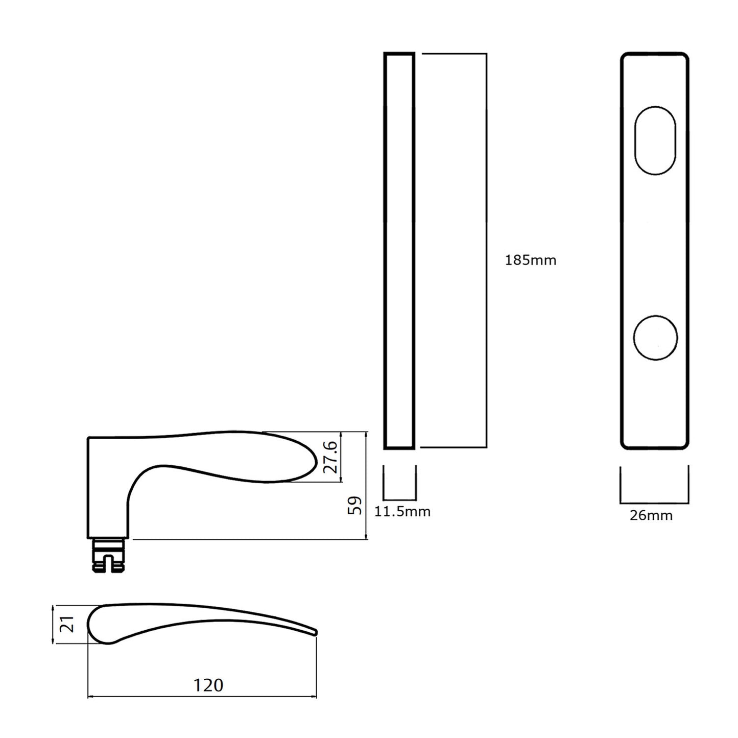 Lockwood 4904 Square End Plate With Turn and 153 Lever - Available in Various Handing