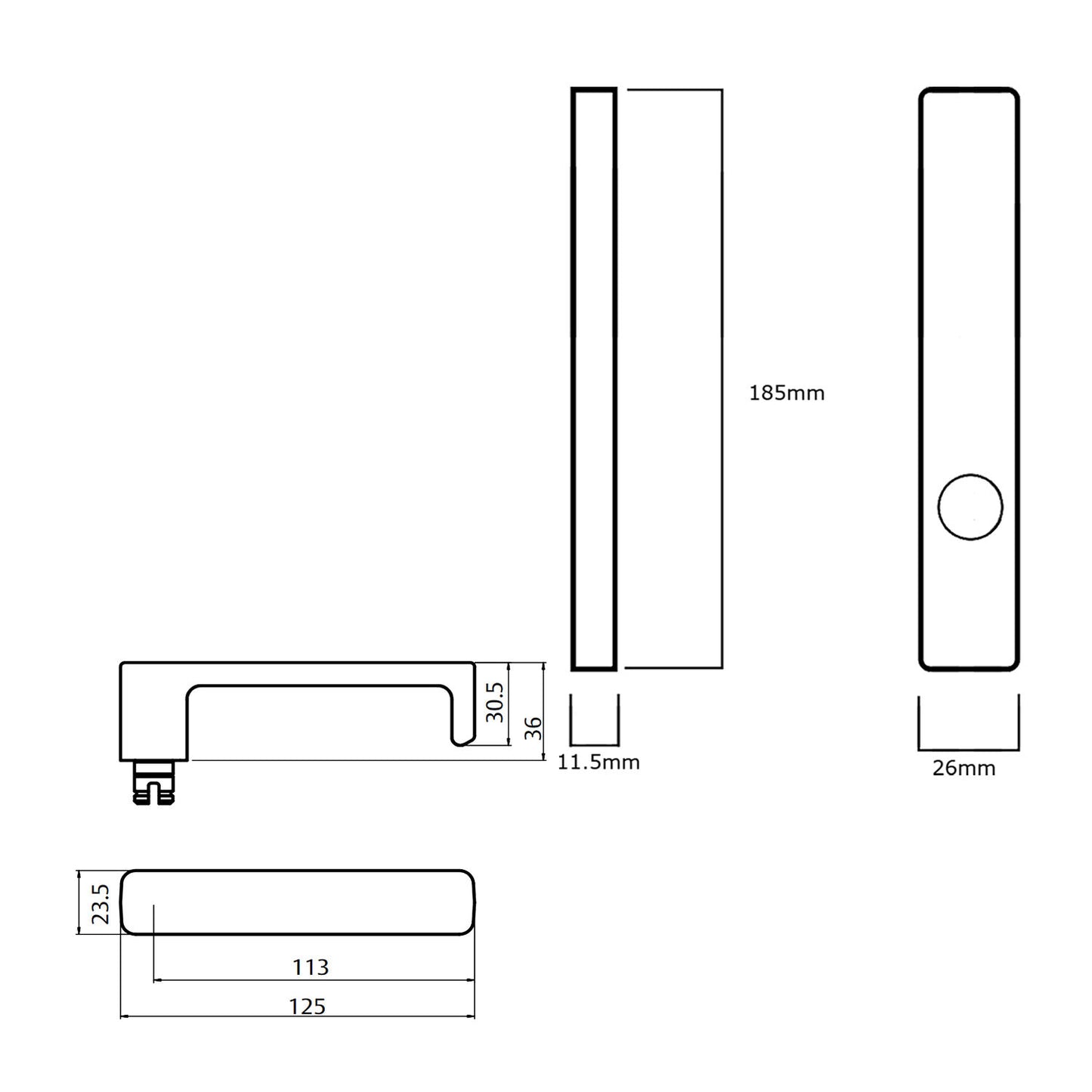 Lockwood 4905 Square End Plate With 76 Lever - Available in Various Finishes