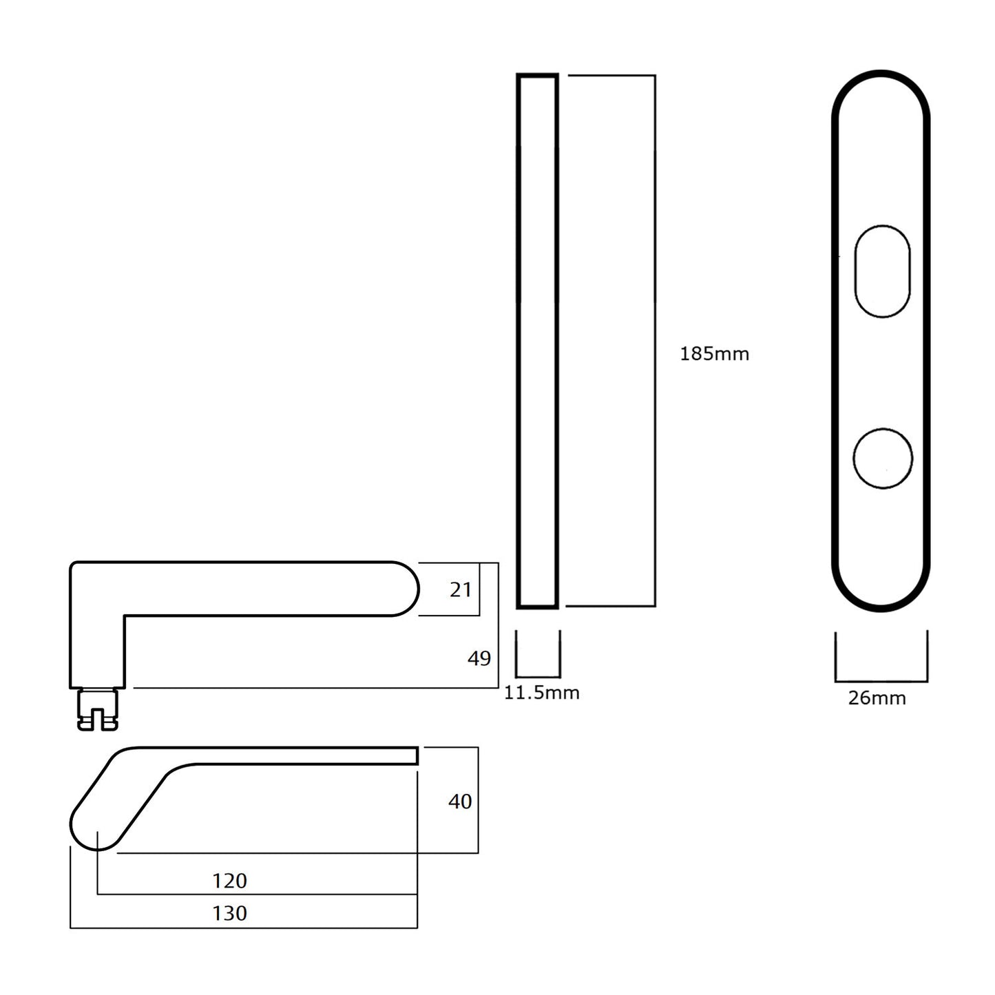 Lockwood 5701 Round End Plate With Cylinder Hole and 41 Lever