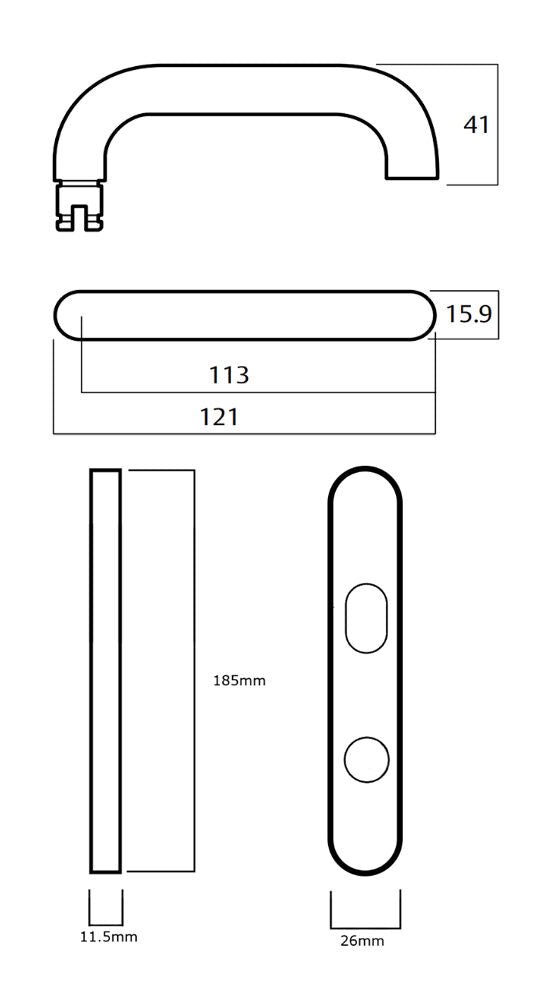Lockwood 5701 Round End Plate with Cylinder Hole and 77 Lever - Available in Various Finishes