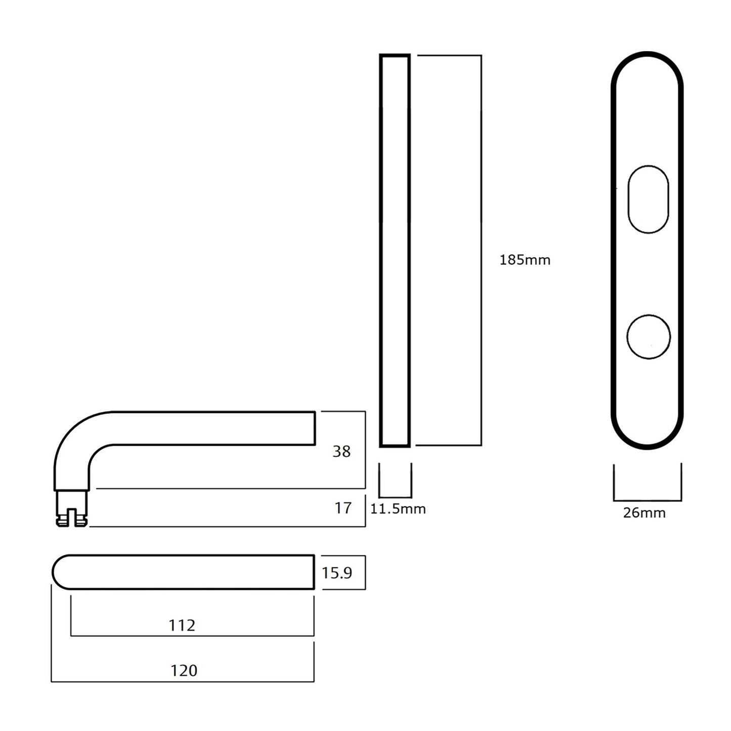 Lockwood 5701 Round End Plate With Cylinder Hole and 97 Lever - Available in Various Finishes
