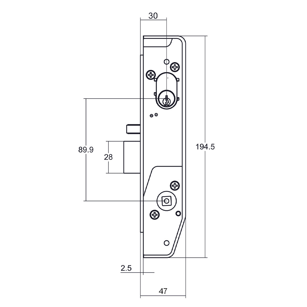 Lockwood 5782 Narrow Double Cylinder Mortice Lock Kit Includes Furniture Cylinder 5782KIT01MBK