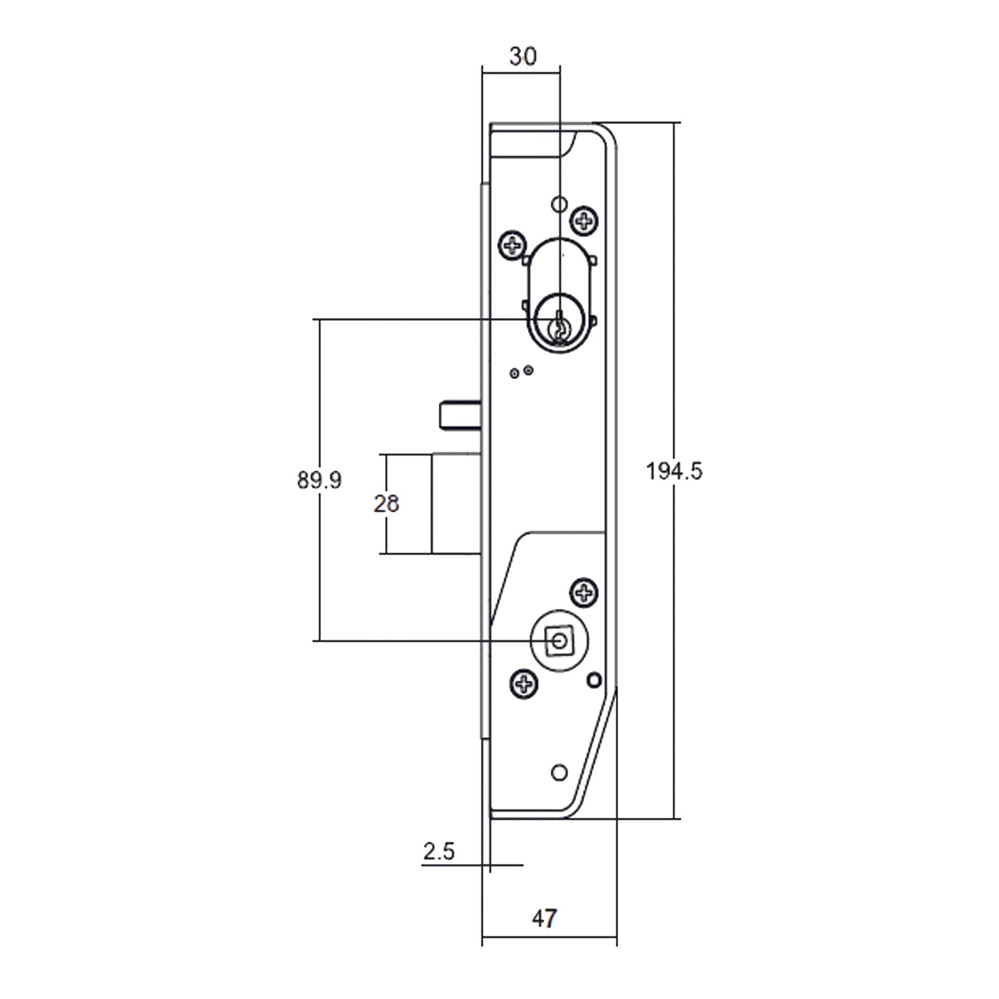 Lockwood 5782 Universal Primary Mortice Lock 30mm Backset Matt Black 5782PCMB