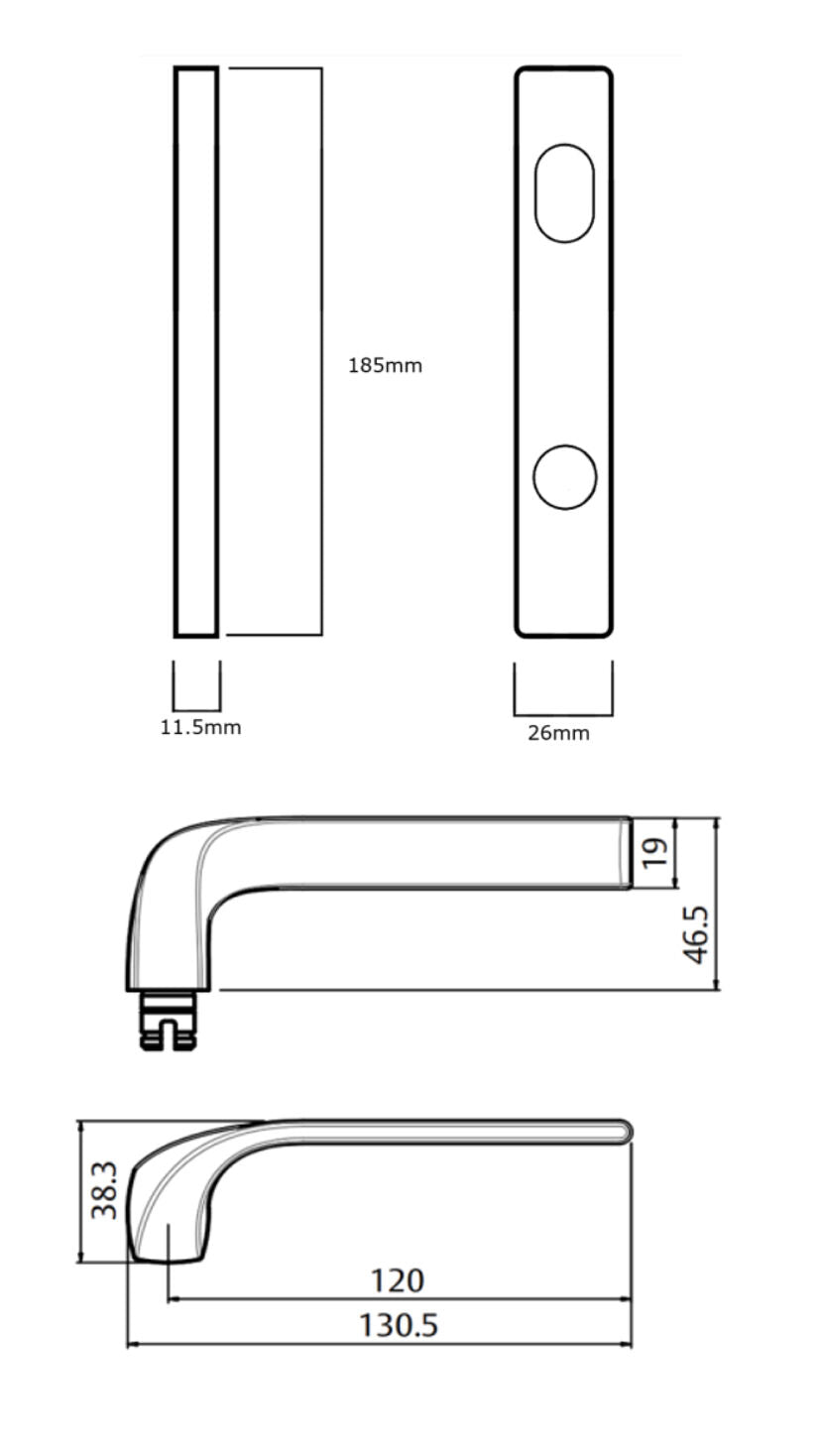 Lockwood 5801 Round End Plate With Cylinder Hole & 122 Lever - Available in Left and Right Hand