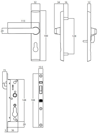 Lockwood 8654SILC Hinge Security Door Lockset with Cylinder Silver