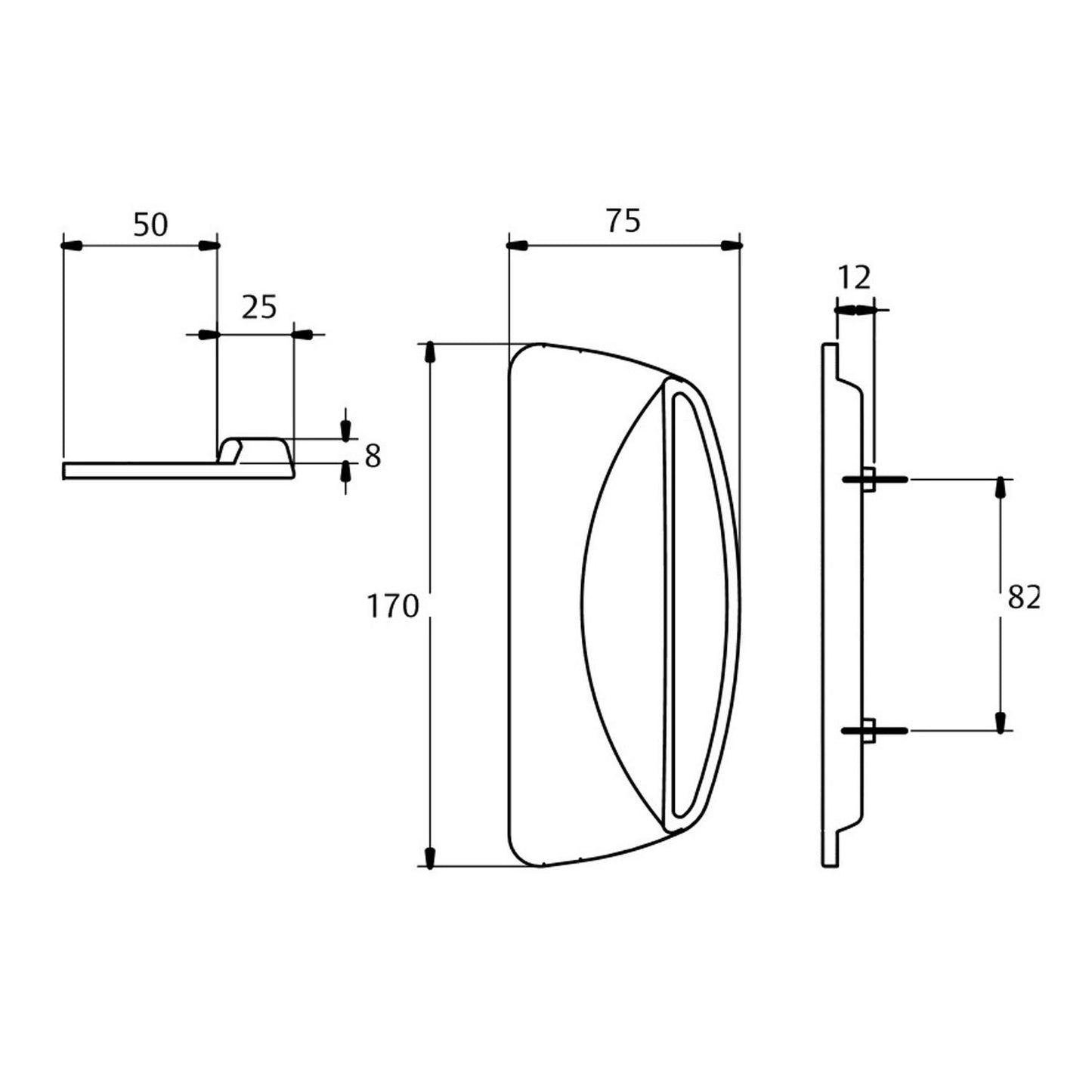 Lockwood Onyx Flat Outer Pull - Available in Various Finishes