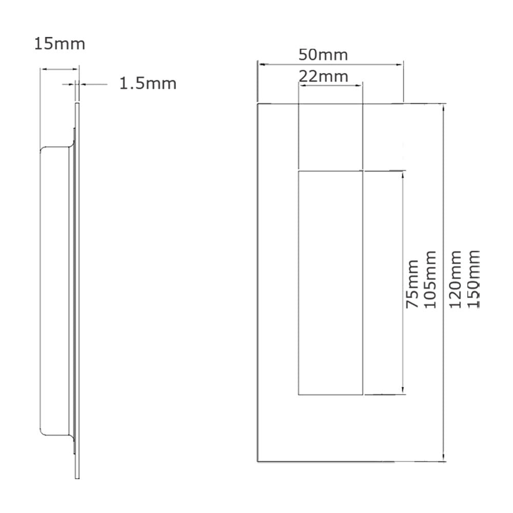 Lockwood FP2 Flush Pull Square - Available in Various Finishes and Sizes
