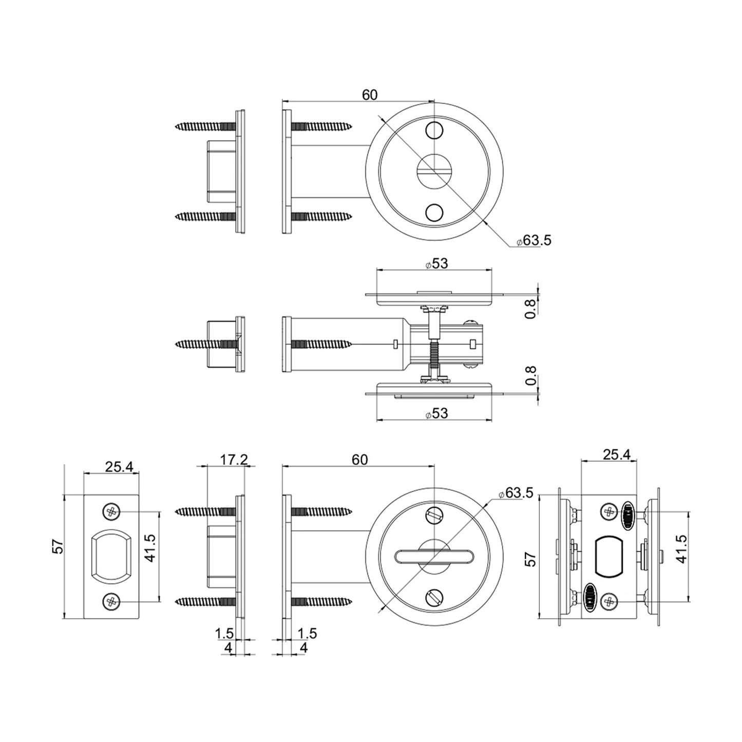 Lockwood Vivid Cavity Door Slider Privacy Set - Available in Various Finishes