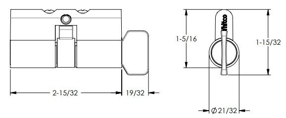 Whitco 5 Pin Euro Single Cylinder Lazy Cam with Turnsnib Chrome Plate W845900