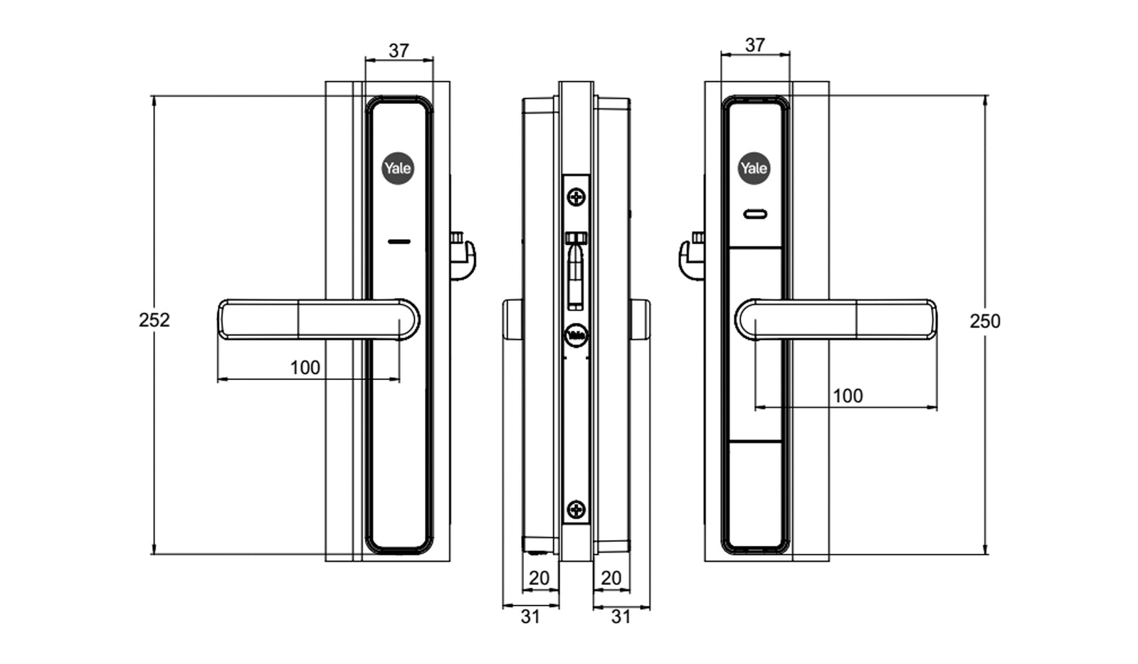 Yale Unity Digital Security Screen Door Lock - Available in Matt Black and Silver Finish