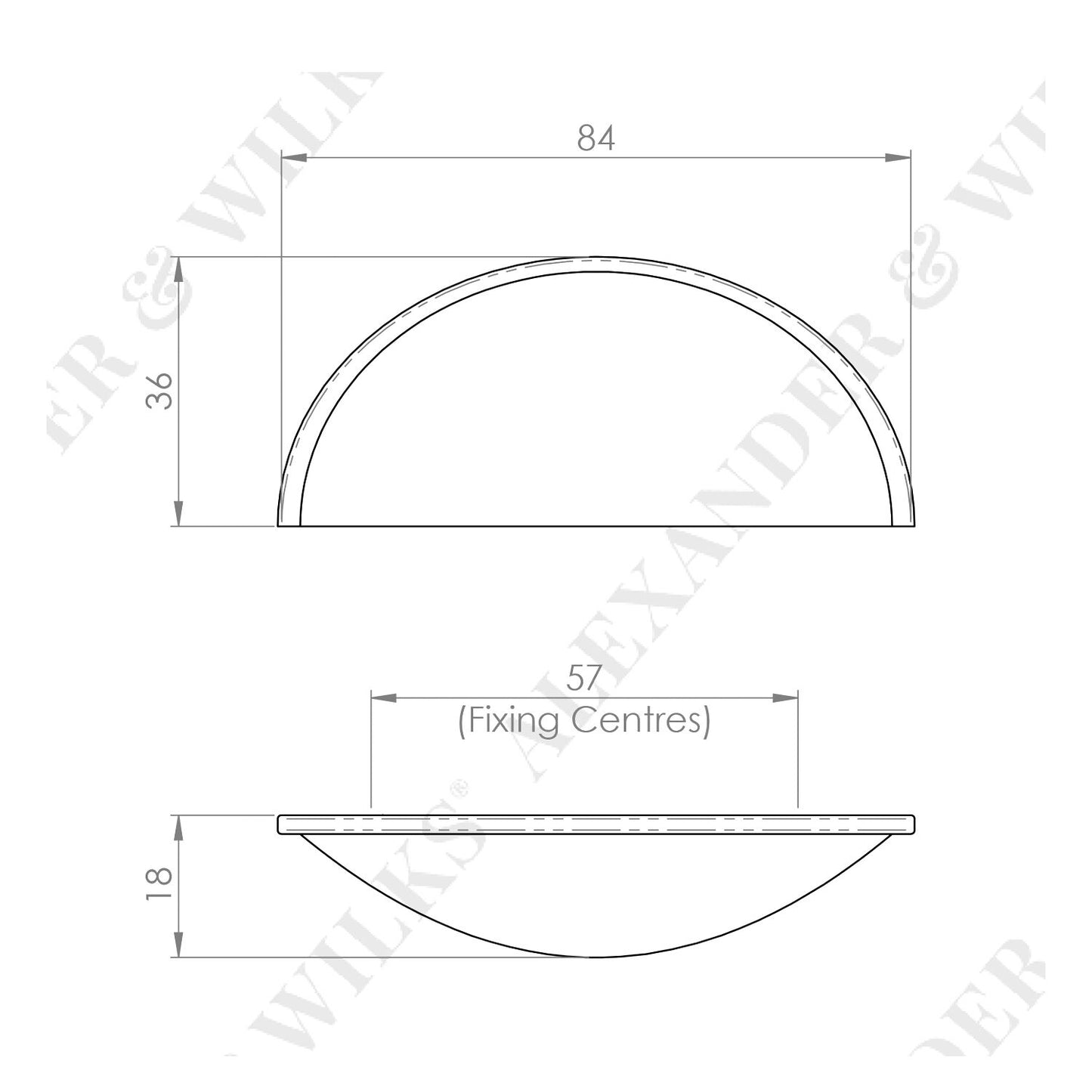 Alexander and Wilks Quieslade Cup Pull Handle 57mm - Available in Various Finishes