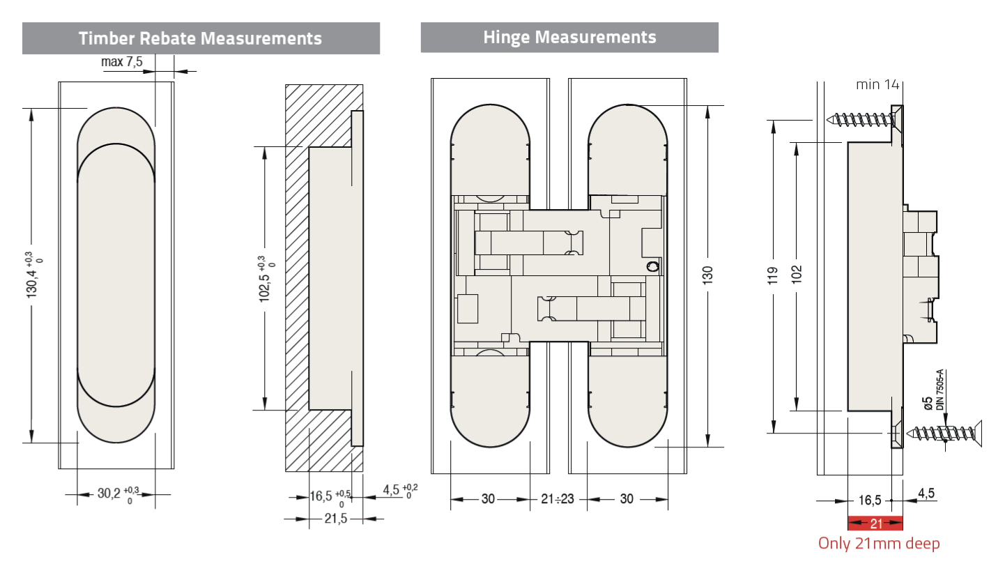 Bellevue Ceam Door Hinge 3D Invisible Wide Throw Concealed 85kg BAC1230S