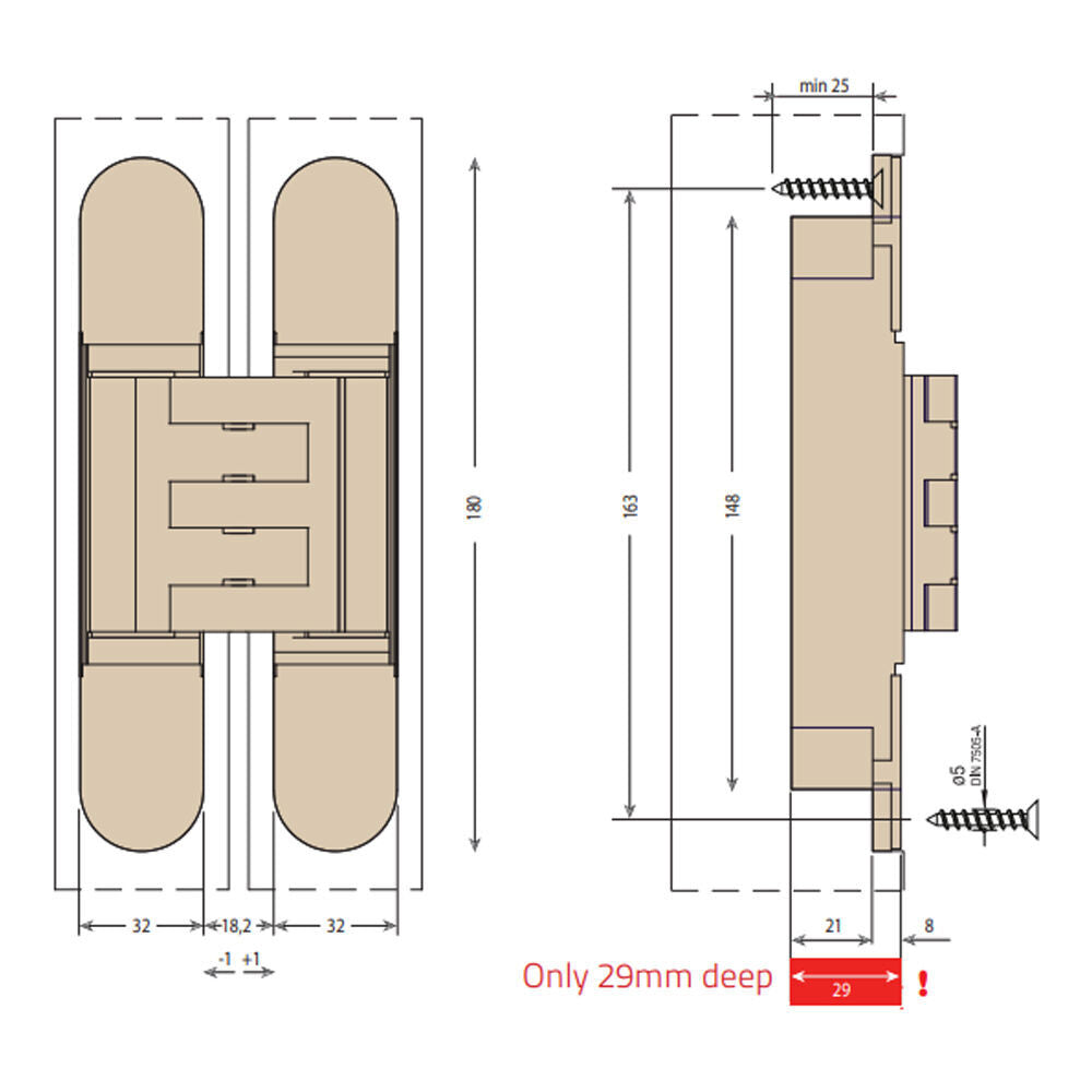 Bellevue Ceam 3D Adjustable Concealed Hinge For Doors Up to 175Kg - Available in Various Finishes