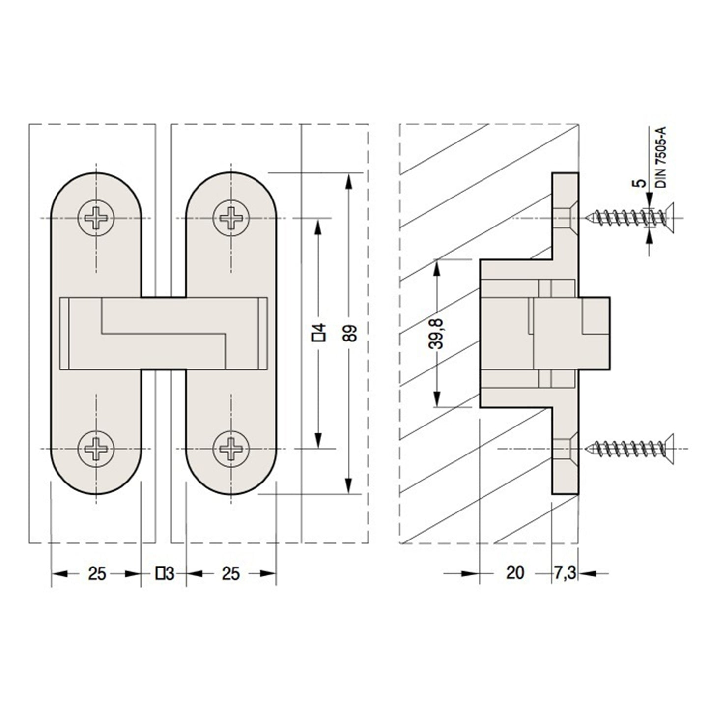 Bellevue Ceam Invisible Concealed Door Hinge 60kg BAC2010 - Available in Various Finishes