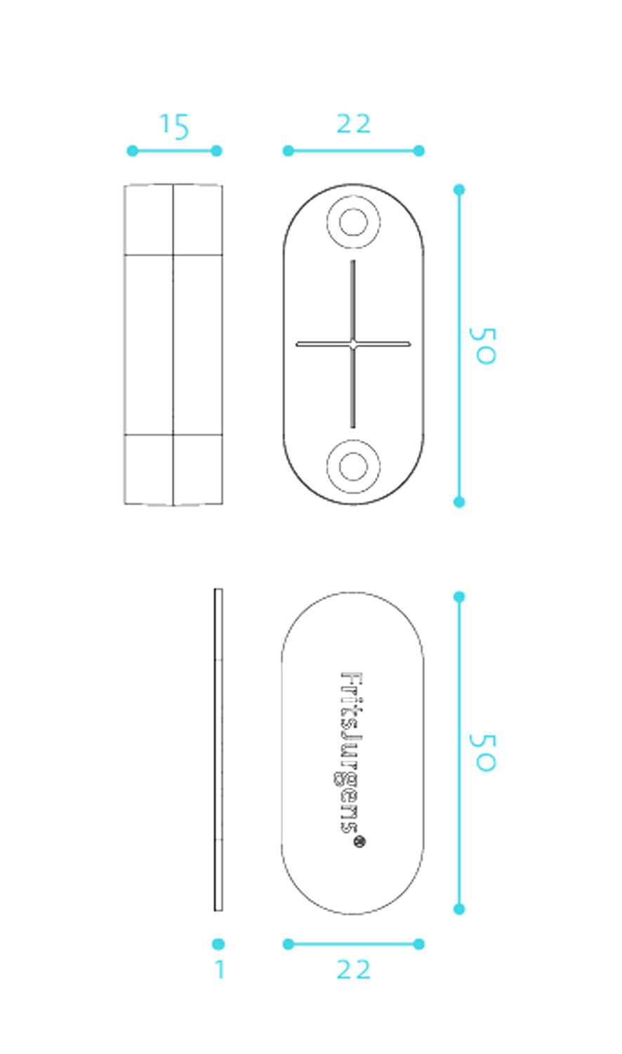 Fritsjurgens Flush Concealed Magnet - Available in Black and Satin Stainless Steel