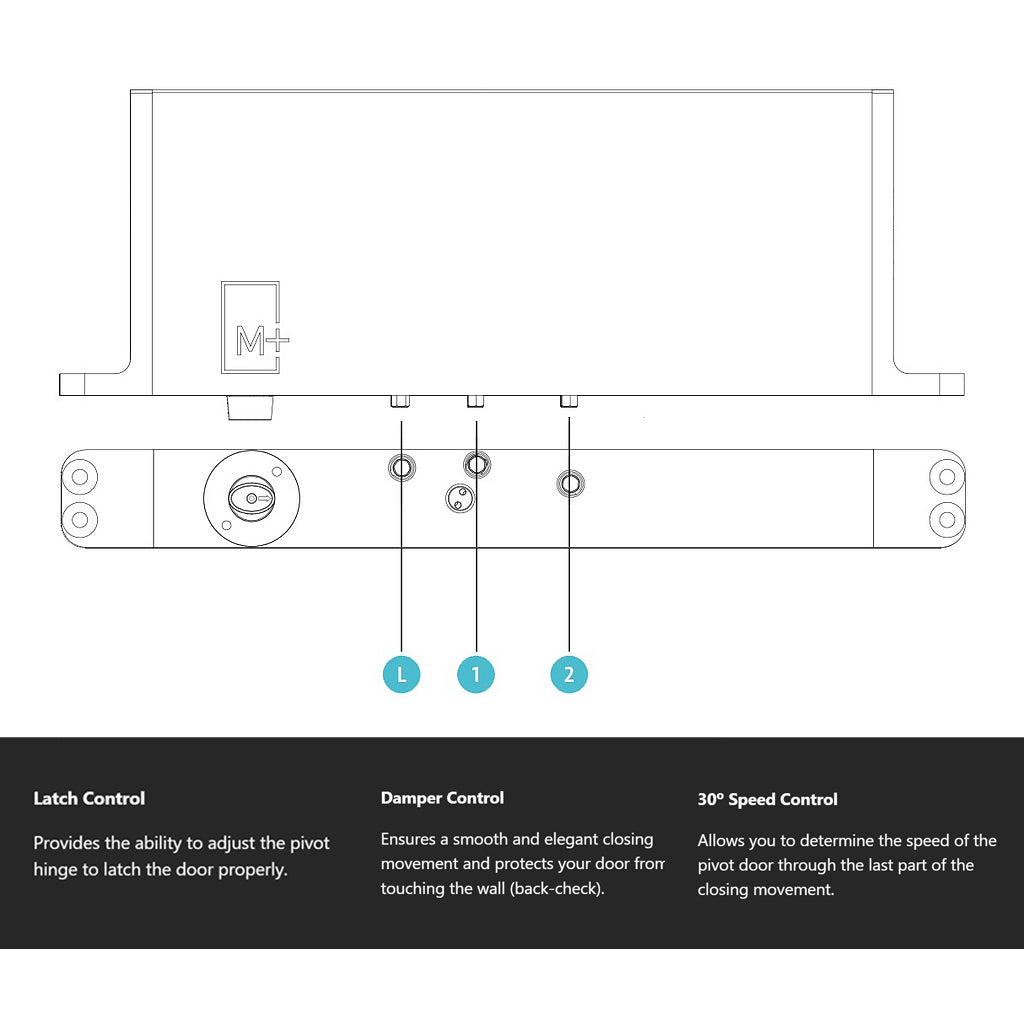 FritsJurgens System M+ Concealed Top Pivot with Standard Floor Plate