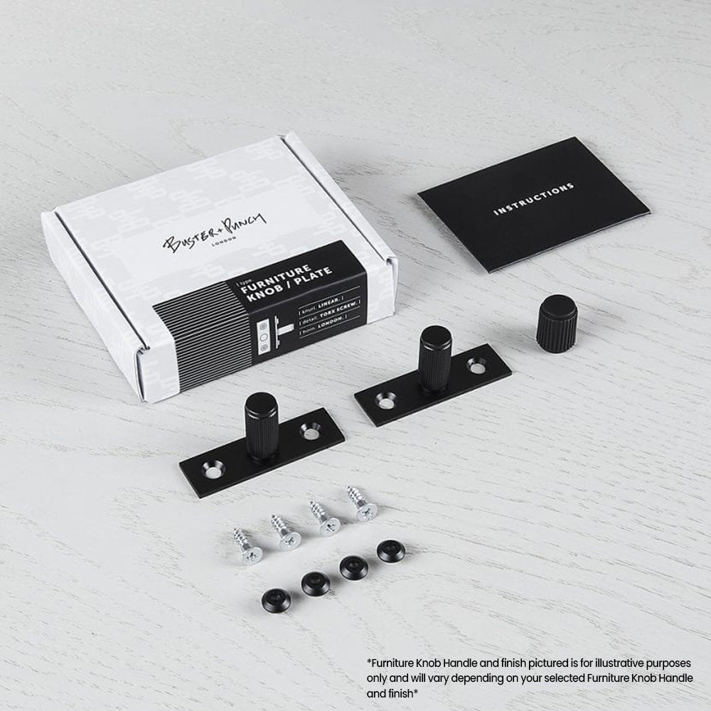Buster and Punch Linear Furniture Knob Set with Back Plate 12mm - Available in Various Finish