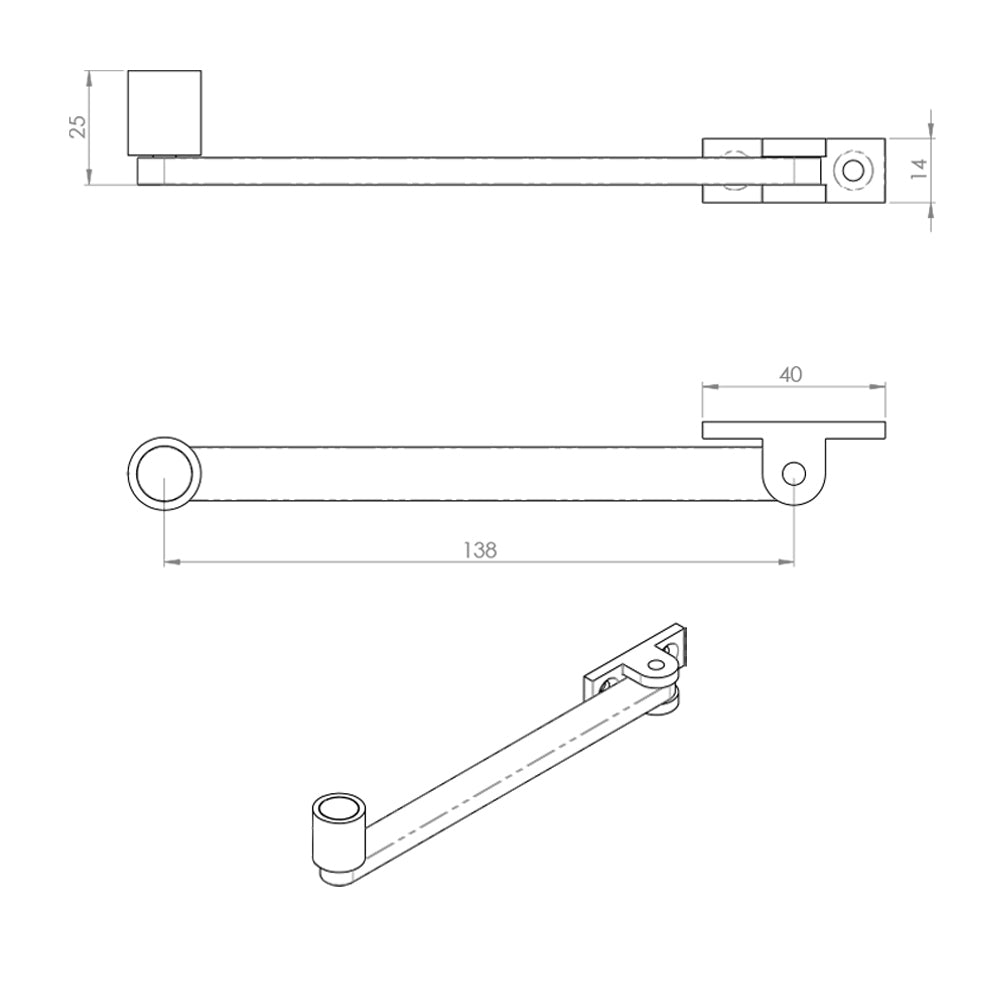 Carlisle Brass Roller Arm Stay Polished Brass DK8