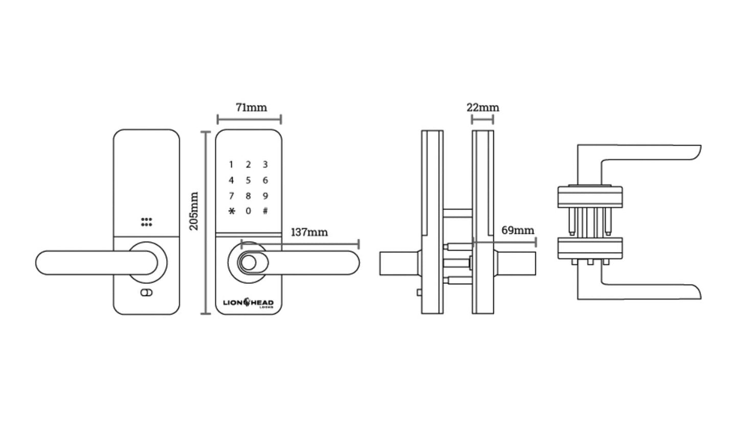 Lion Head Regent Luxe Digital Entrance Door Lock with Built In Wi-Fi - Available in Various Finishes