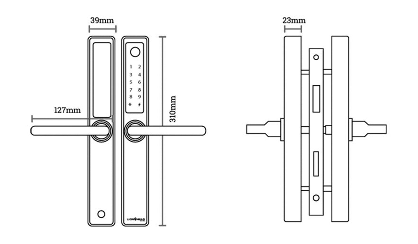 Lion Head Erskine Luxe Digital Slimline Entrance Door Lock - Available in Black and Silver Finish