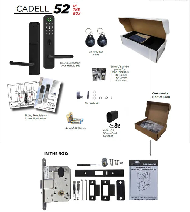 Lockton 'E-Series' Commercial & Domestic Electronic Lever Lock Kit *Black* CADELL52-BLK-ML60