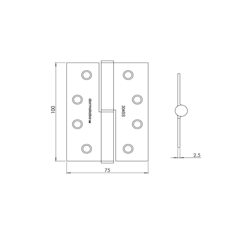 Dormakaba Lift Off Door Hinge 100x75mm Stainless Steel - Available in Various Handing|DKH10075LOLHSSS|DKH10075LORHSSS