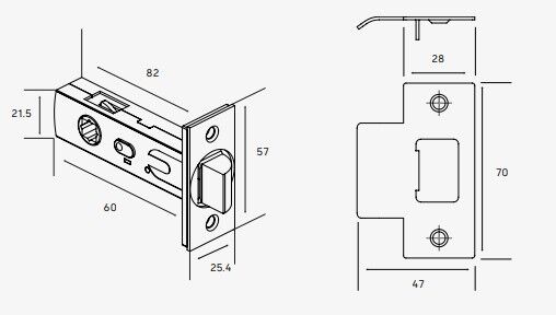 Dormakaba 2209 Privacy Latch 60mm Backset - Available in Satin Stainless & Black Finish