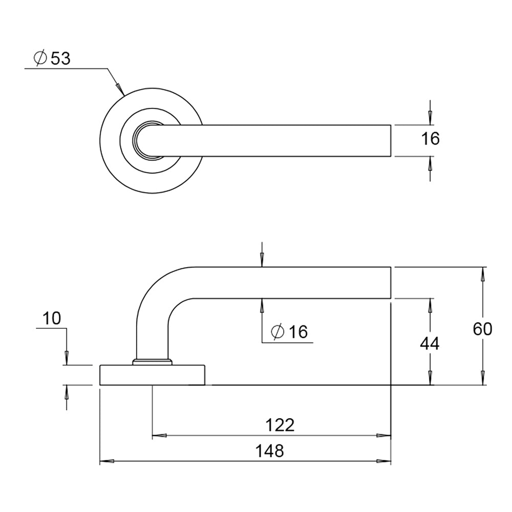 Dormakaba 4300/40T Urban Door Lever Handle on Round Rose