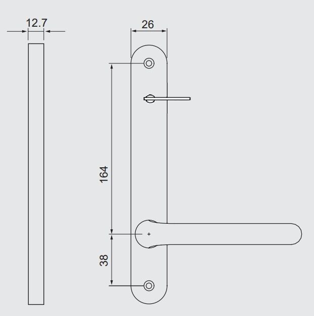 Dormakaba Lever on Narrow Style Round End Plate Disabled Turn Visible Fix Satin Stainless Steel