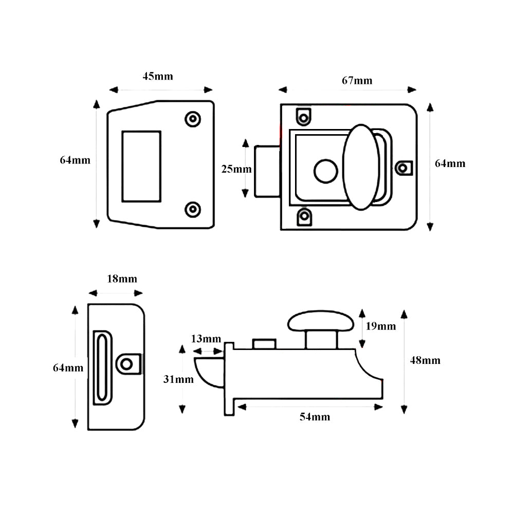Eurospec Traditional Night Latch Narrow Style Door Lock 40mm F6407