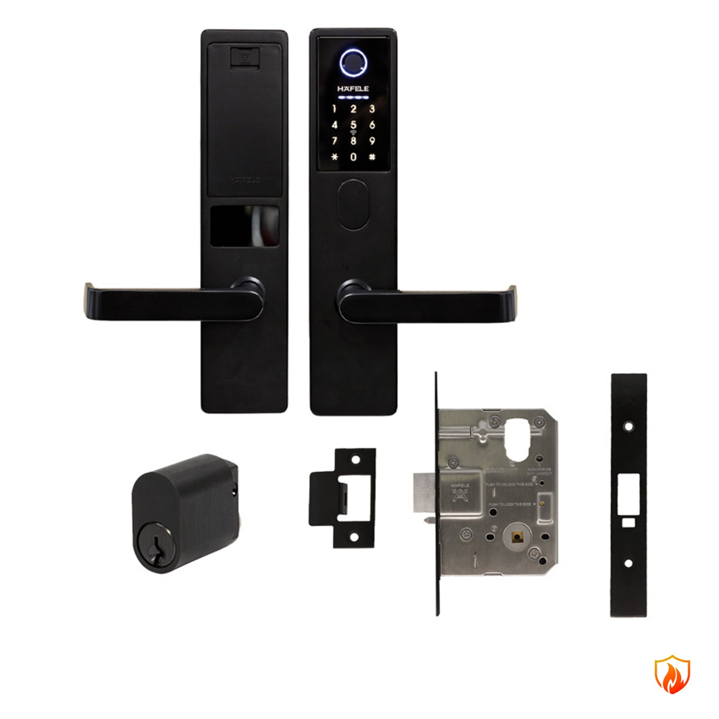 Hafele Genesis Digital Smart Lock Kit Door Lever Fire Rated Matt Black 912.20.786