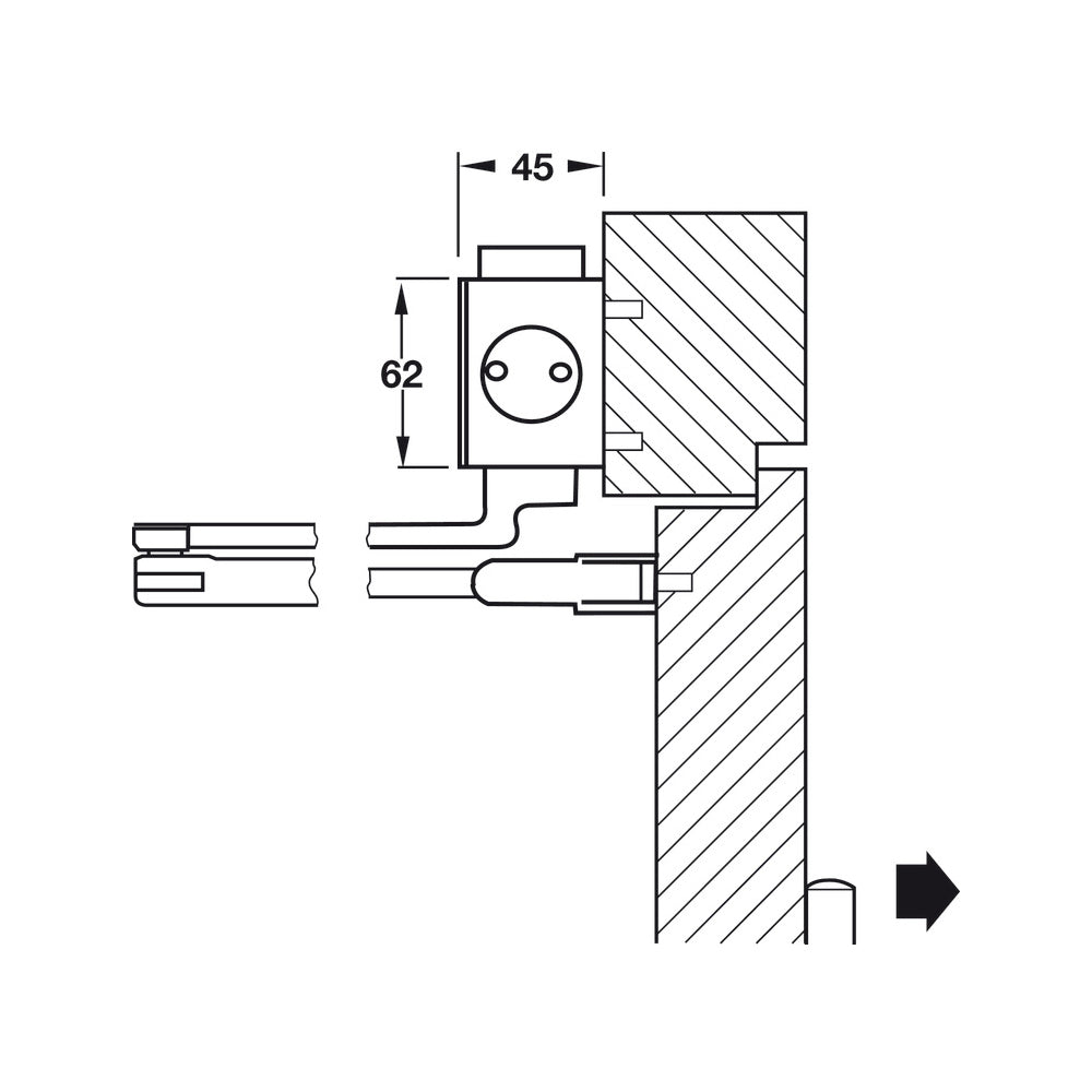 Hafele DCL55 EN-2-6 Overhead Door Closer with Standard Arm 931.84.568