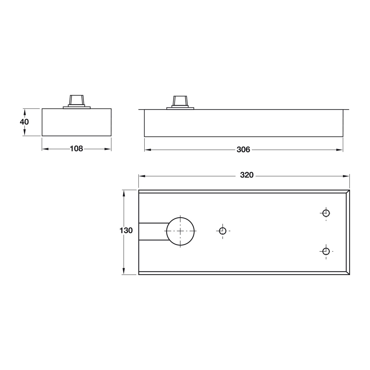 Hafele DCL 303 Floor Spring EN4 Hold Open 932.79.150