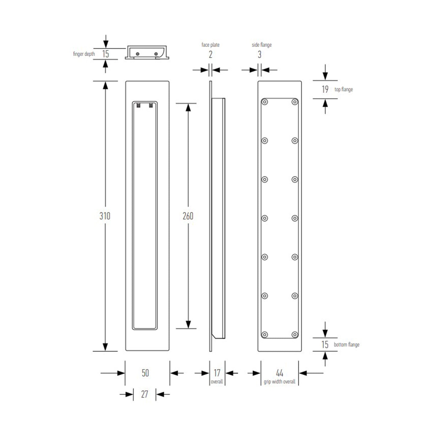 Halliday & Baillie Pivot Door Privacy Set Flush Pull with Snib and Indicator 1485