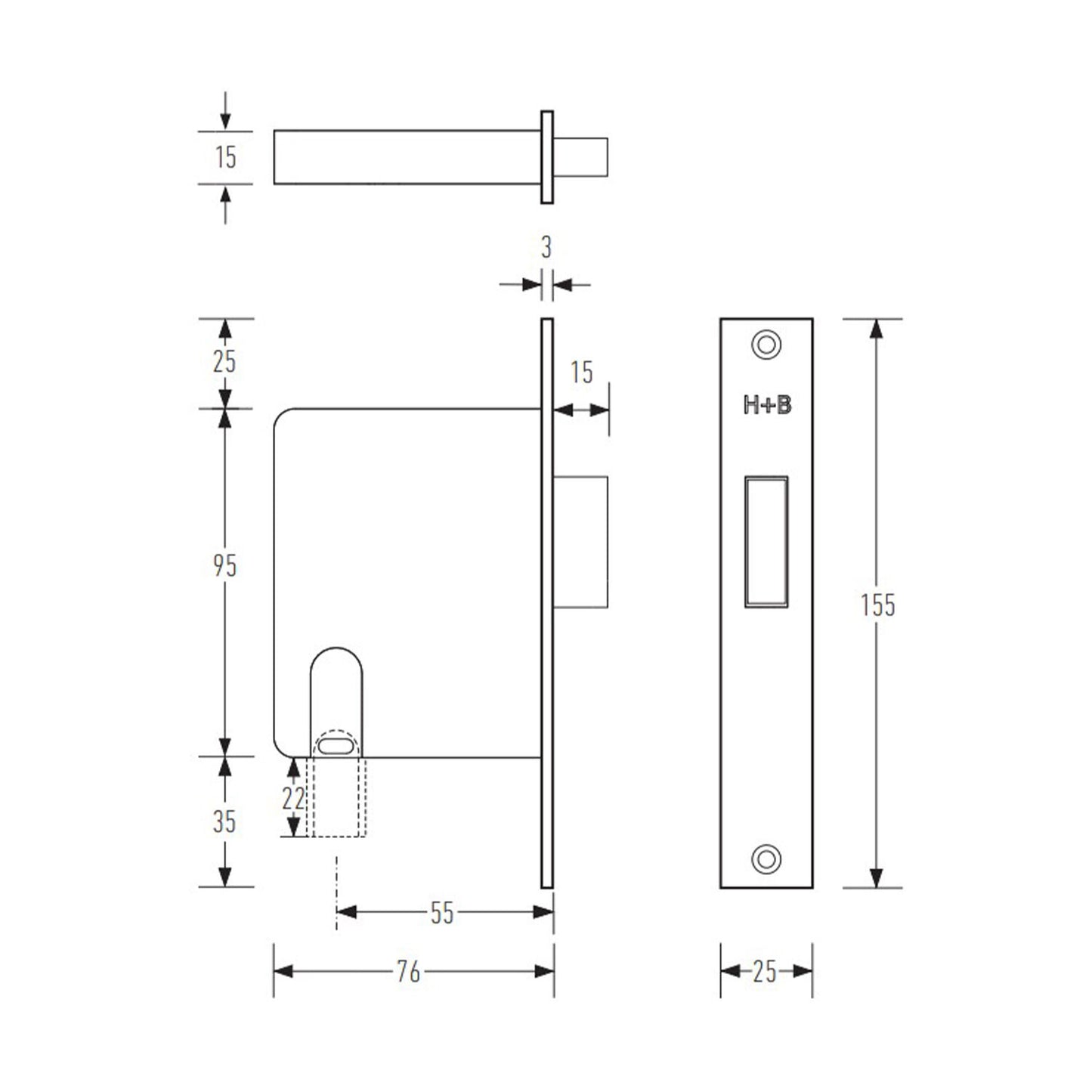 Halliday & Baillie Pivot Door Privacy Set Flush Pull - Available in Left and Right Hand